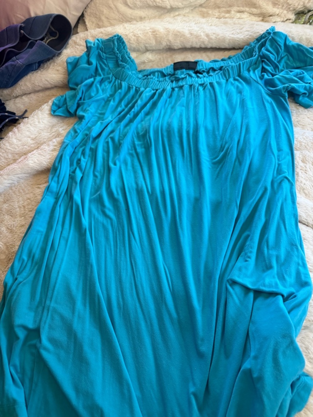 New York & Company Turquoise Off-Shoulder Tunic